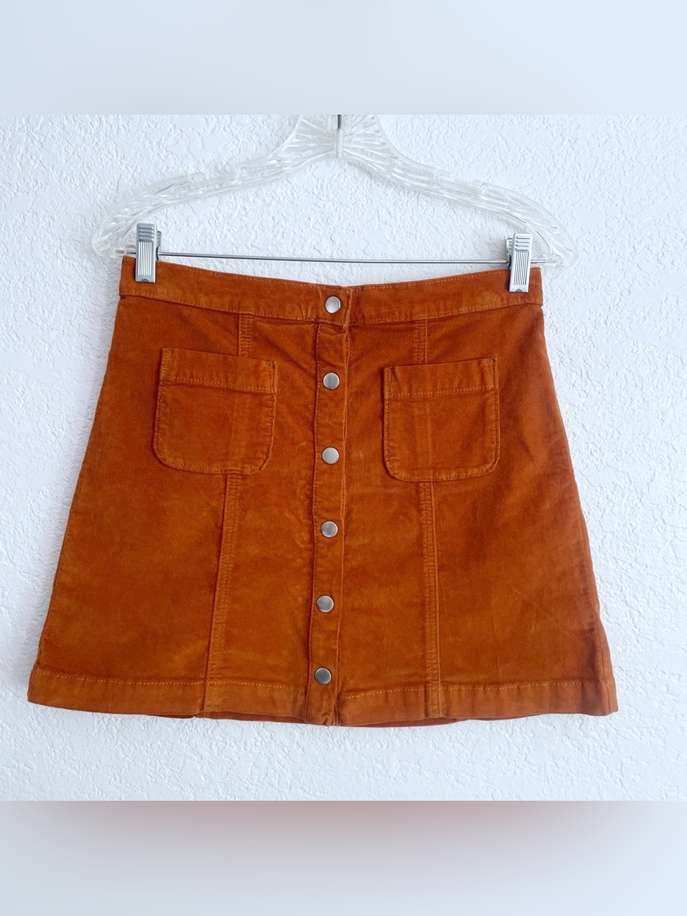 Urban Outfitter Rust Button-Front Suede-like Mini Skirt Small High Waist Fall